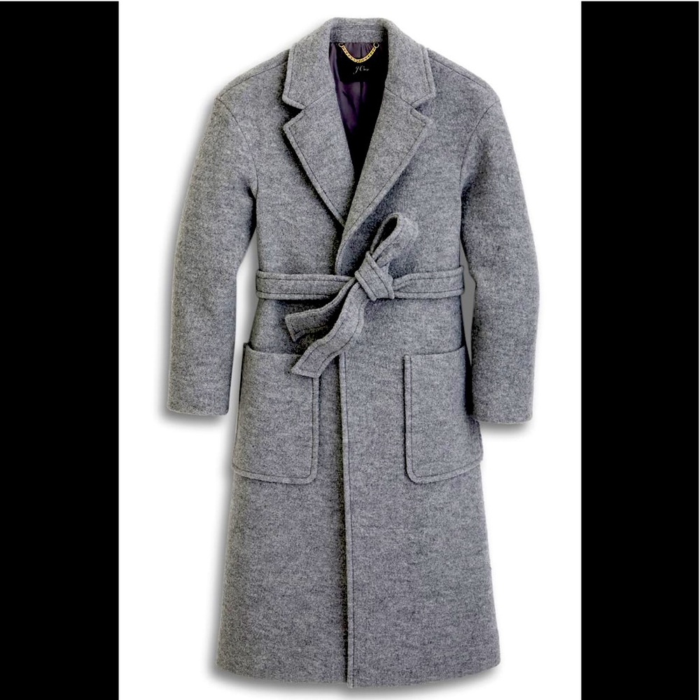 J. Crew Long Wrap Coat in Italian Boiled Wool